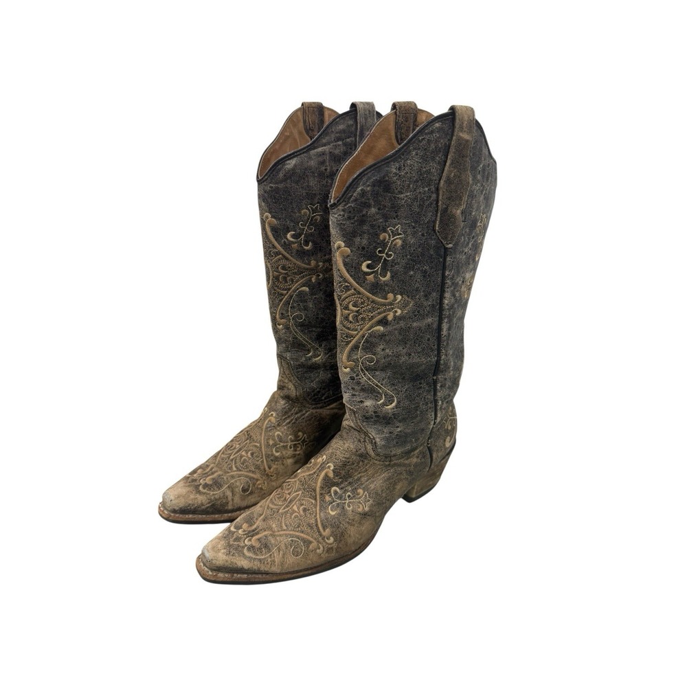 Circle G By Corral Brown Leather Snip Toe Western Embroidered Boots Womens 11